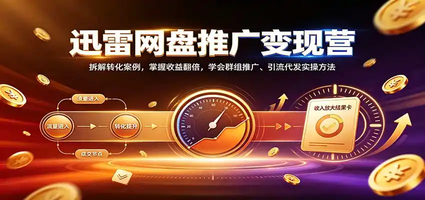 迅雷网盘推广变现营:拆解转化案例,掌握收益翻倍,学会群组推广、引流代发实操方法-云网创