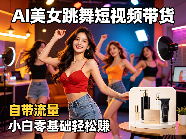AI美女跳舞短视频带货：自带流量，小白零基础轻松賺，详细拆解-云网创