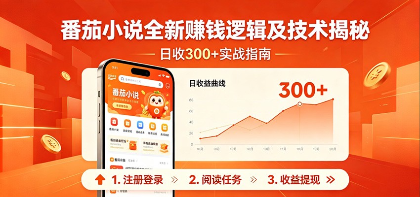 番茄小说全新赚钱逻辑及技术日收300+，小白新书皆可做！无脑赚就行了！-云网创
