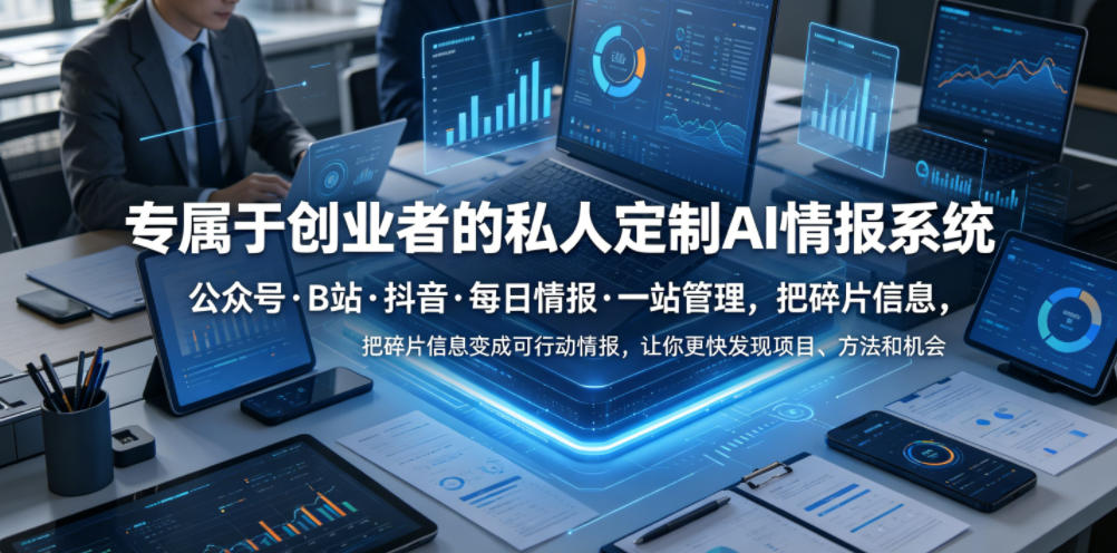 专属于创业者的私人定制AI情报系统，公众号·B站·抖音·每日情报·一站管理，把碎片信息变成可行动情报，让你更快发现项目、方法和机会-云网创