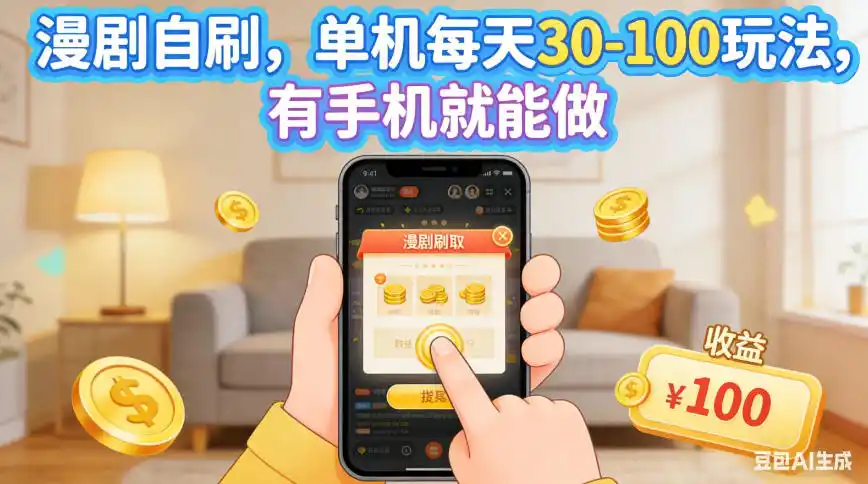 漫剧自刷，单机每天30-100玩法，有手机就能做，可矩阵操作放大收益【揭秘】-云网创