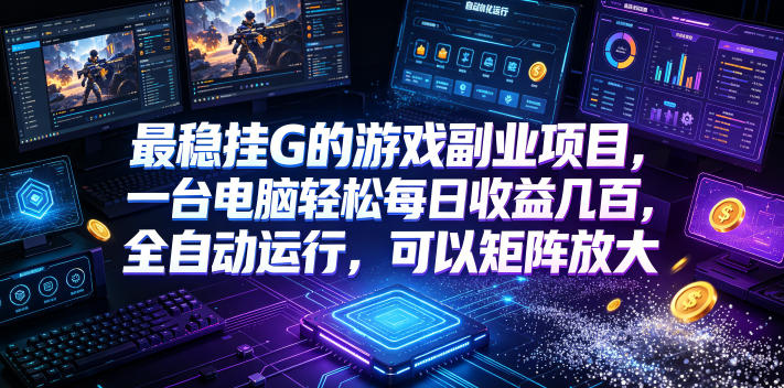 最稳挂G的游戏副业项目，一台电脑轻松每日收益几百，全自动运行，可以矩阵放大【揭秘】-云网创