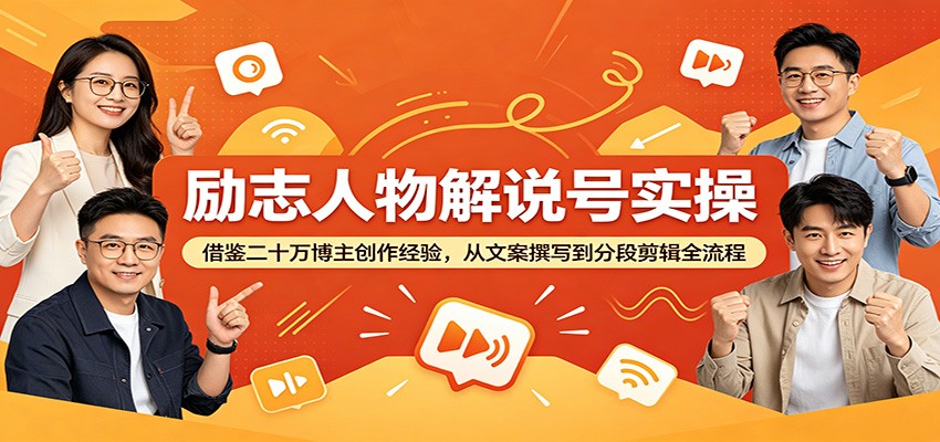 励志人物解说号实操：借鉴二十万博主创作经验，从文案撰写到分段剪辑全流程-云网创