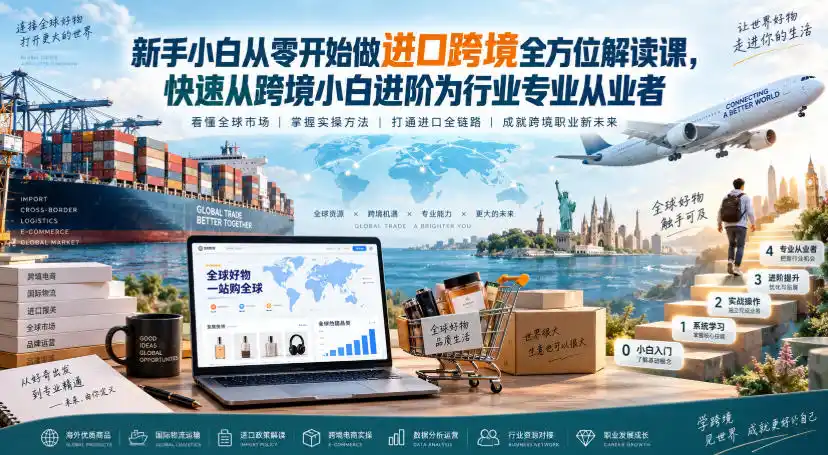 新手小白从零开始做进口跨境全方位解读课，快速从跨境小白进阶为行业专业从业者-云网创