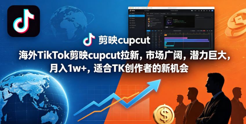 海外TikTok剪映cupcut拉新，市场广阔，潜力巨大，月入1w+，适合TK创作者的新机会-云网创