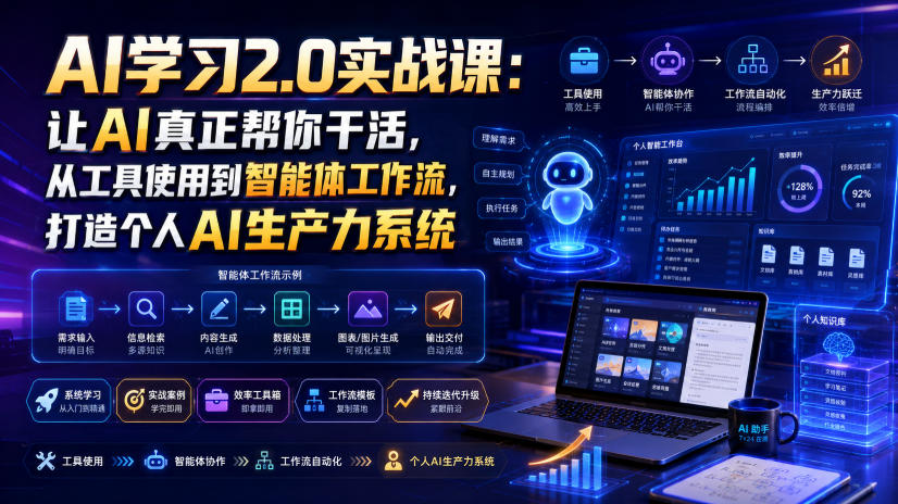 AI学习2.0实战课：让AI真正帮你干活，从工具使用到智能体工作流，打造个人AI生产力系统-云网创