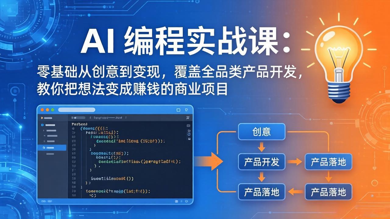 AI编程实战课-第三期-5月19更新：零基础从创意到变现，覆盖全品类产品开发，把想法变成赚钱项目-云网创