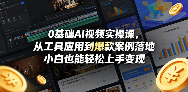 0基础AI视频实操课，从工具应用到爆款案例落地，小白也能轻松上手变现-云网创