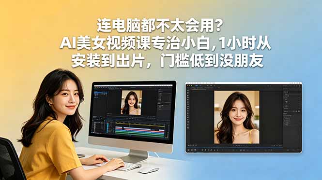 连电脑都不太会用？AI美女视频课专治小白，1小时从安装到出片，门槛低到没朋友-云网创