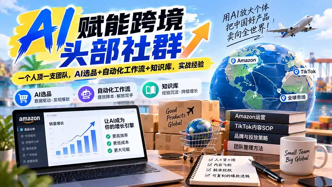 AI赋能跨境头部社群-更新1023：一个人顶一支团队，AI选品+自动化工作流+知识库，实战经验-云网创
